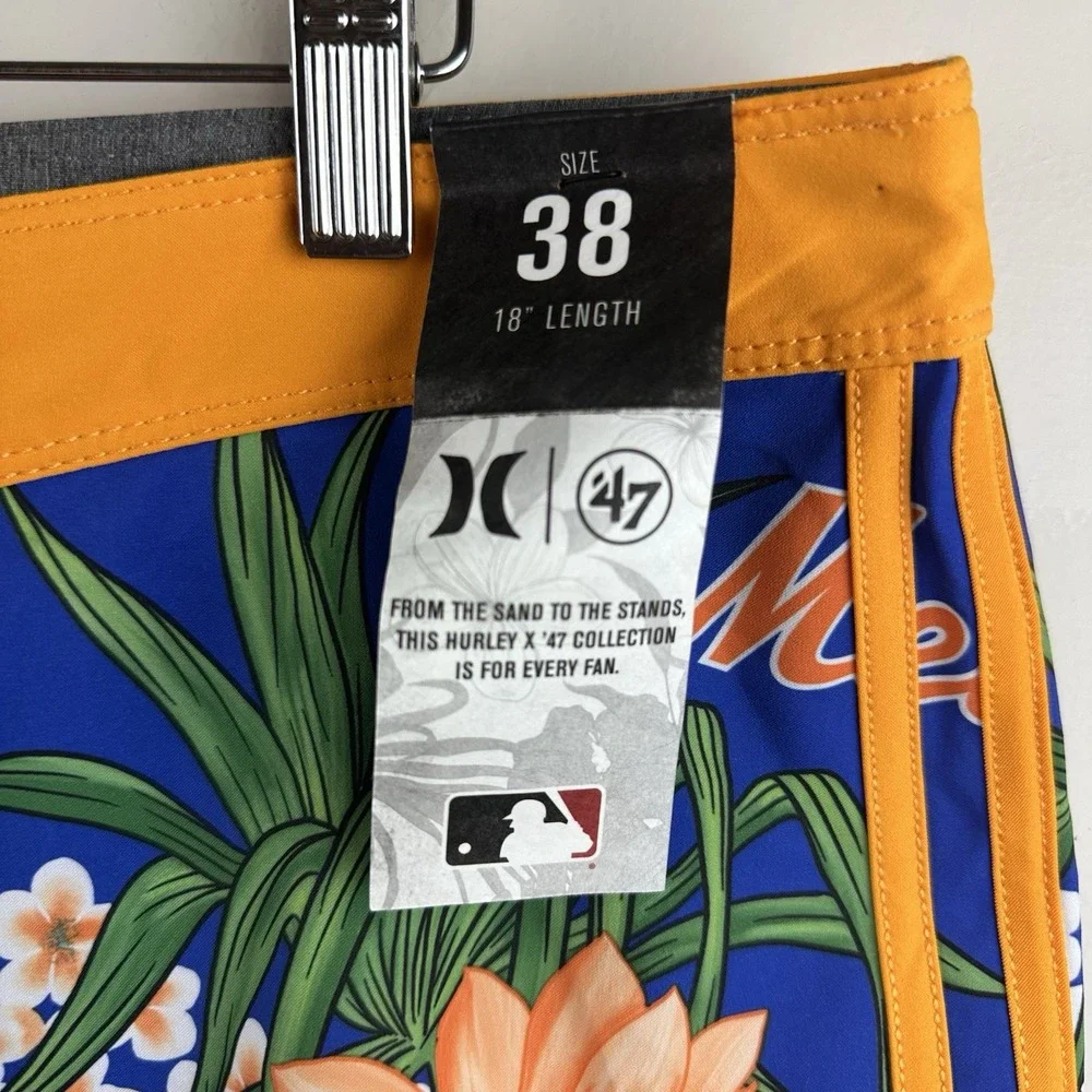 Hurley '47 New York Mets Cannonball Tropics Swim Shorts Royal Men Sz 38